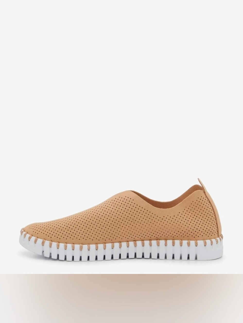 $104 Ilse Jacobson Tulip Biege Perforated Suede Slip On Flats Womens US 7 EU 38